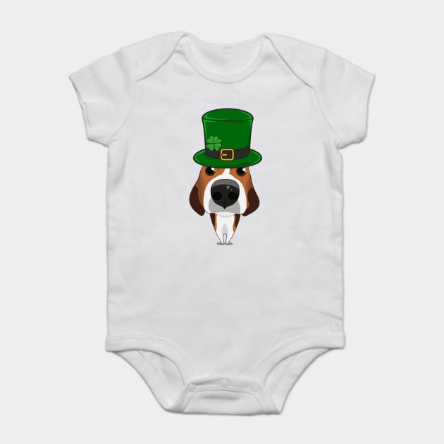 St Patrick Cute Kawaii Beagle Dog Baby Bodysuit by Aliaksandr